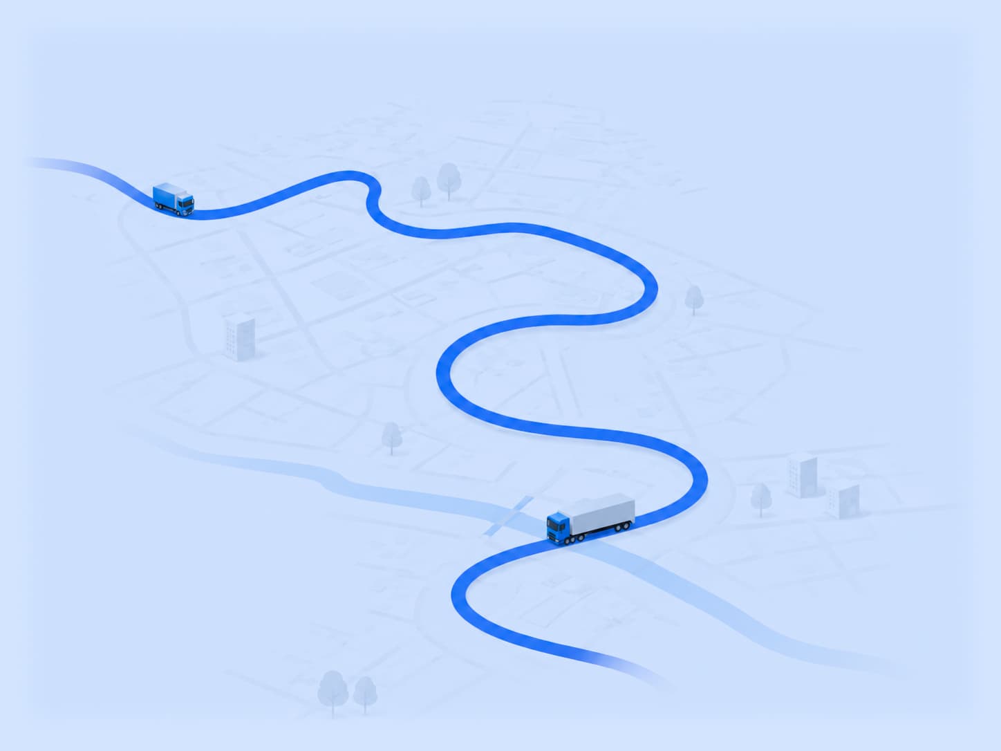 Mapa ilustrado con la ruta de un transporte y los eventos que se registran durante el viaje